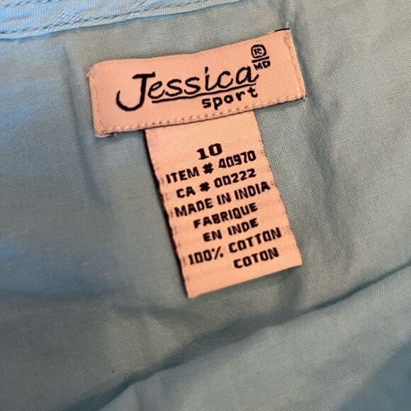 Vintage aqua blue cotton knee length skirt coastal western - Picture 5 of 8